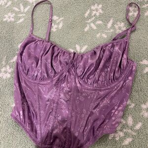 Elegant Purple Lace Bodysuit